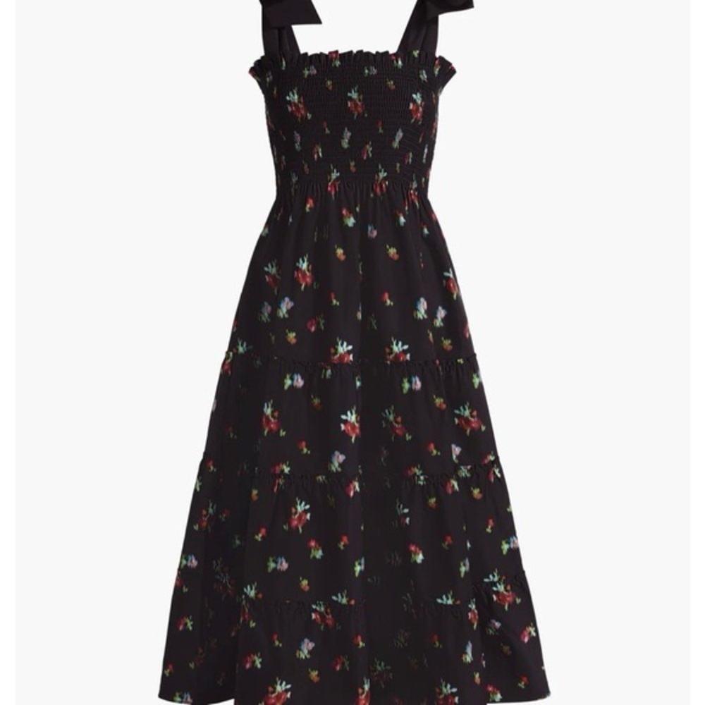 NWT Hill House Ellie Black Tafetta Floral Black Dress XXS - Picture 2 of 4